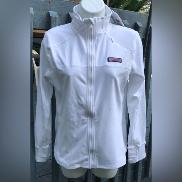 New Women’s Vineyard Vines Performance Tennis Full Zip XS White